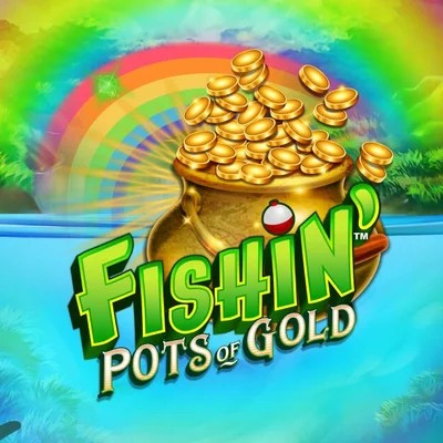 Fishin Pots Of Gold slot logo by Gameburger Studios at Hollywin Casino