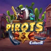 Slots logo of Pirots 3 from ELK Studios at Hollywin Casino